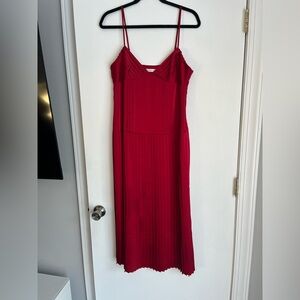 Rebecca Taylor NWT Chili Red Sateen pleated dress